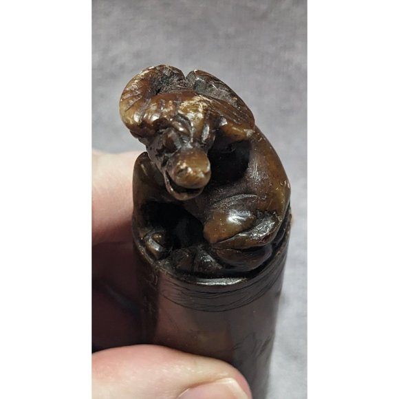 Vintage Chinese Bull Carved Stone Chop/Stamp - Picture 12 of 12